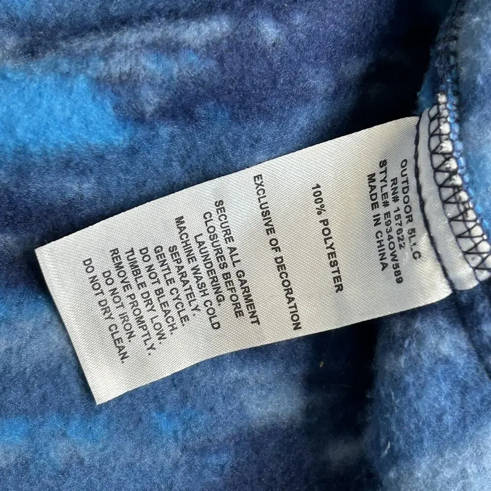 Eddie Bauer Jacket Kids Small 7/8 Blue Camo Fleece Full Zip Fall Soft Warm